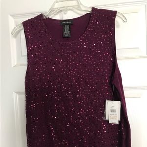 Sleeveless wool blend sequin sweater